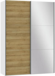 SchwebetÃŒrenschrank in WeiÃ, Eichefarben