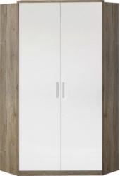 Begehbarer Eckschrank in Weiß, Eichefarben
