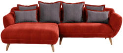 Wohnlandschaft in Textil Rot, Dunkelgrau