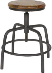 Hocker In Holz, Metall Braun, Grau