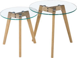 Beistelltischset in Holz, Glas 50/40/50/40/45/40 cm