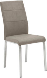 Stuhl In Metall, Textil Taupe, Edelstahlfarben