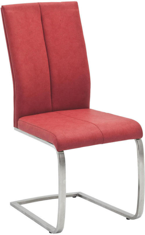 Schwingstuhl in Textil Rot, Edelstahlfarben