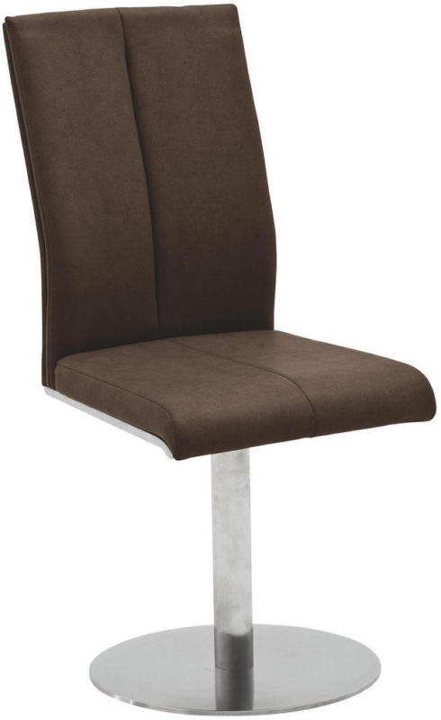 Stuhl in Metall, Textil Braun, Edelstahlfarben