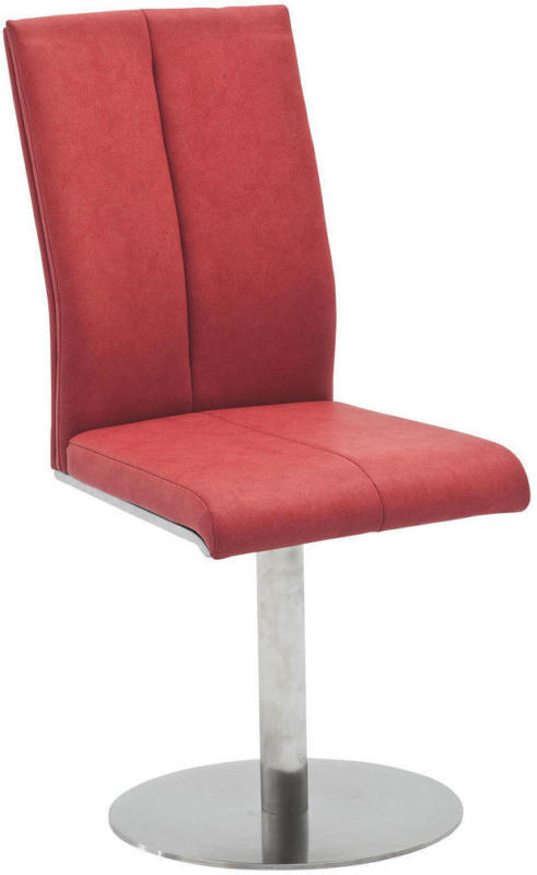 Stuhl in Metall, Textil Rot, Edelstahlfarben