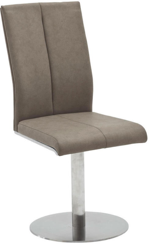 Stuhl in Metall, Textil Taupe, Edelstahlfarben