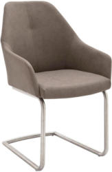 Armlehnstuhl in Taupe, Edelstahlfarben