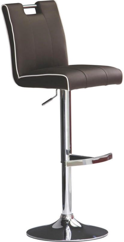Barhocker in Metall, Textil Braun, Chromfarben