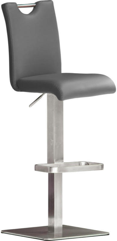 Barhocker in Metall, Textil Grau, Edelstahlfarben