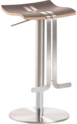 Barhocker in Metall, Leder Braun, Edelstahlfarben