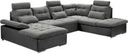 Wohnlandschaft in Textil Grau, Schwarz