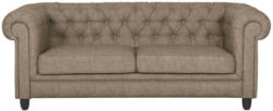 Chesterfield-Sofa in Textil Hellbraun