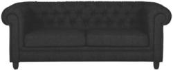 Chesterfield-Sofa in Textil Schwarz
