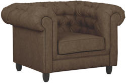 Chesterfield-Sessel in Textil Dunkelbraun