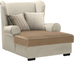 Ohrensessel in Textil Beige, Hellbraun