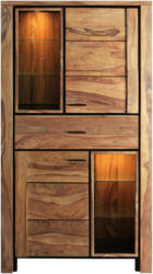 Vitrine in massiv Sheesham Anthrazit, Sheeshamfarben