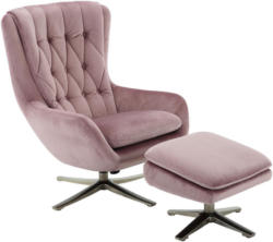 Relaxsesselset In Textil Nickelfarben, Altrosa