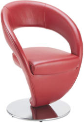 Stuhl In Metall, Leder Rot, Edelstahlfarben