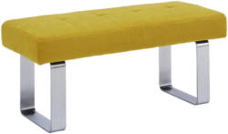 Hockerbank In Metall, Textil Gelb, Edelstahlfarben