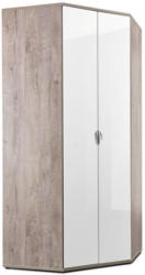 Eckschrank in Weiß, Eichefarben