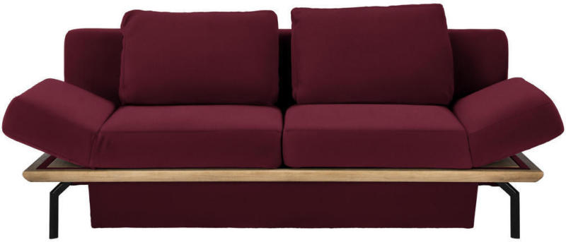 Schlafsofa in Holz, Leder Rot
