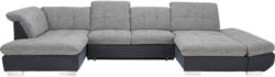 Wohnlandschaft in Textil Grau, Schwarz