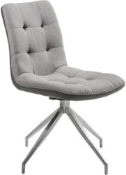 Stuhl in Metall, Textil Grau, Edelstahlfarben, Hellgrau