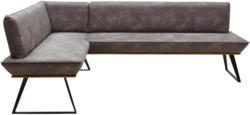 Eckbank 163/243 cm in Grau, Schwarz, Eichefarben