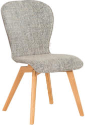 Stuhl in Holz, Textil, Leder Braun, Grau, Eichefarben