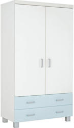 Kleiderschrank in Weiß, Hellblau