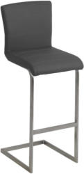Barhocker in Metall, Textil Grau, Edelstahlfarben