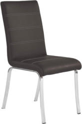 Stuhl in Metall, Textil Braun, Edelstahlfarben