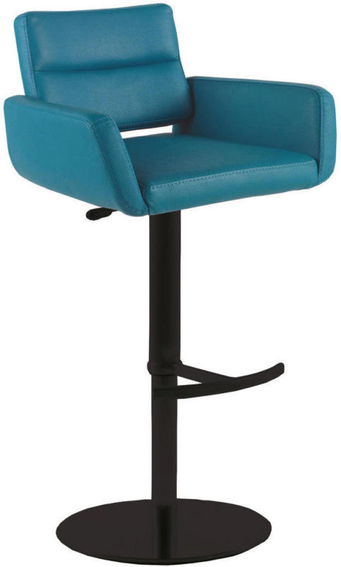Barhocker in Metall, Textil Schwarz, Türkis