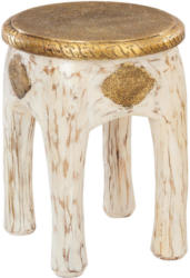 Hocker In Holz, Holzwerkstoff Weiß, Goldfarben