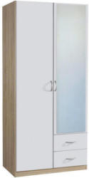 Drehtürenschrank in Weiß, Eichefarben