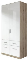 Drehtürenschrank in Weiß, Eichefarben