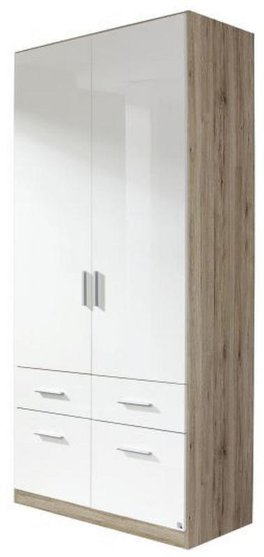 Drehtürenschrank in Weiß, Eichefarben