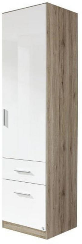 Drehtürenschrank in Weiß, Eichefarben