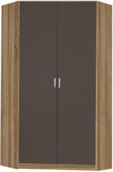 Begehbarer Eckschrank in Grau, Eichefarben