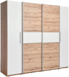 Drehtürenschrank in Weiß, Eichefarben