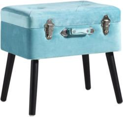 Hocker in Holz, Textil, Holzwerkstoff Blau, Schwarz