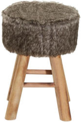 Hocker in Holz, Textil Naturfarben, Weiß
