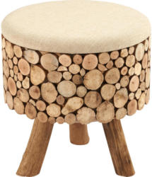 Hocker in Holz, Textil Braun