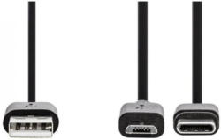 Nedis CCGP60610BK10 2in1 Sync- & Ladekabel USB microUSB, inkl. USB-C-Adapter, 1 Meter