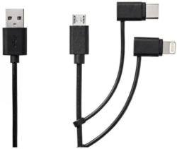 Nedis CCGP60620BK10 3in1 Sync- & Ladekabel USB microUSB, inkl. USB-C- & Lightning-Adapter, 1 Meter