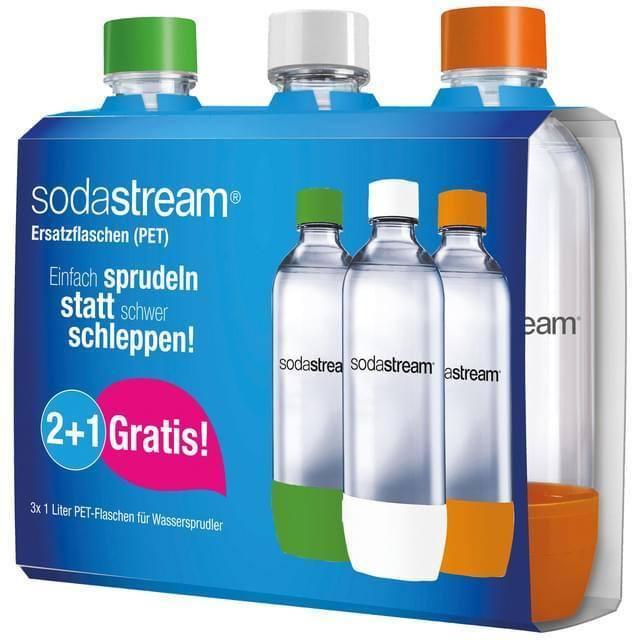 SodaStream PET-Flasche 1 Liter 2+1er Pack für alle Modelle außer Crystal & Penguin