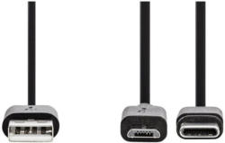 Nedis CCGP60610BK10 2in1 Sync- & Ladekabel USB microUSB, inkl. USB-C-Adapter, 1 Meter