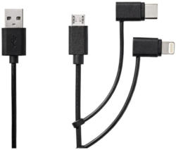 Nedis CCGP60620BK10 3in1 Sync- & Ladekabel USB microUSB, inkl. USB-C- & Lightning-Adapter, 1 Meter