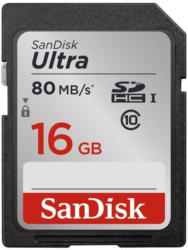 SanDisk SDHC-Karte Ultra 16 GB Class 10, UHS-I, 80MB/Sec