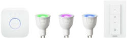 Philips HUE 3er Starterset 6,5W GU10 RGB 250lm, inkl. Dimmschalter, Bridge, Netzteil, LAN-Kabel